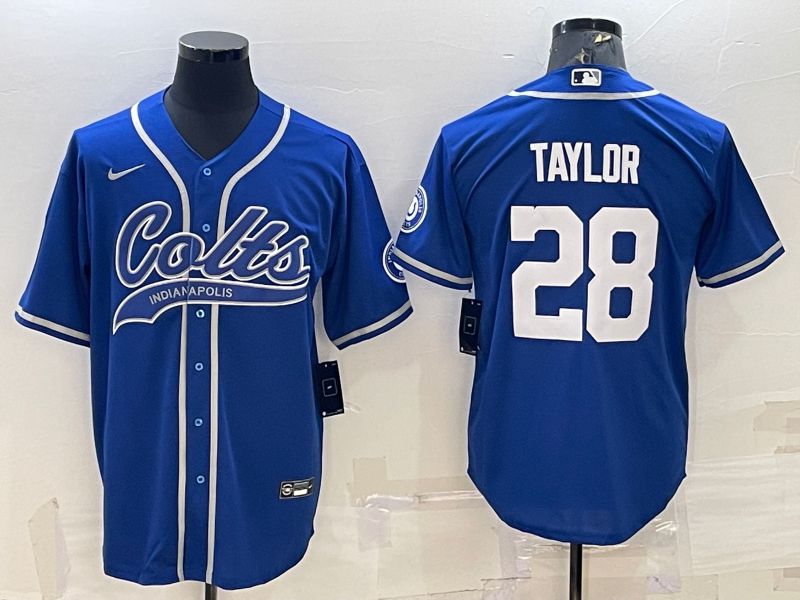 Men Indianapolis Colts 28 Taylor Blue 2022 Nike Co branded NFL Jersey